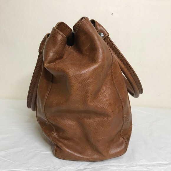 Frye Saddle Brown Natural Leather 12.5" x 10.5" Shoulder Satchel Hand Bag - Picture 6 of 16